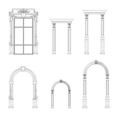 欧式门窗装饰框架图纸