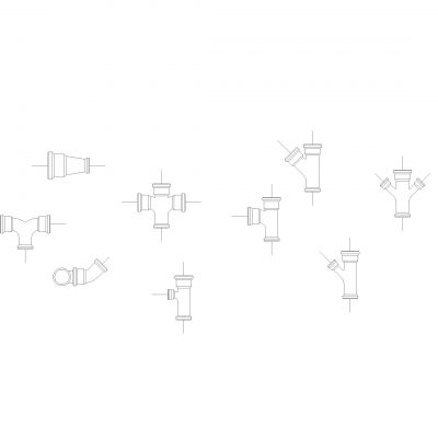 卫生管道配件Cad块图纸