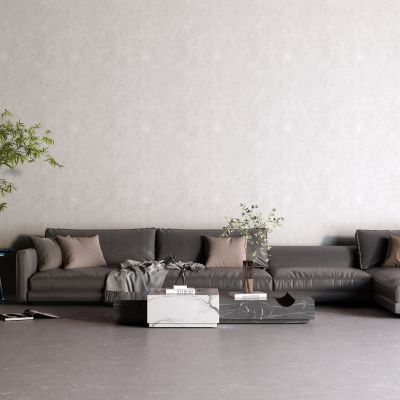 现代黑色皮革沙发 玻璃茶几