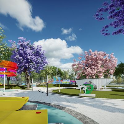 现代城市户外运动体育公园 现代城市中心运动广场 现代全民运动中心SU模型