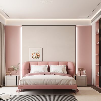 现代家居卧室 双人床 主卧 饰品摆件