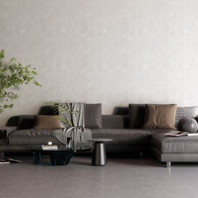 现代黑色皮革沙发 玻璃茶几