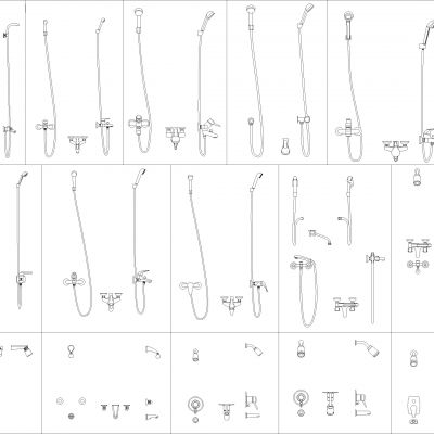 淋浴头和淋浴龙头Cad块