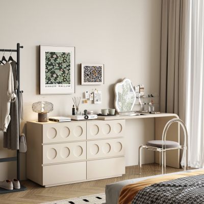 现代奶油风梳妆台 化妆桌 妆凳