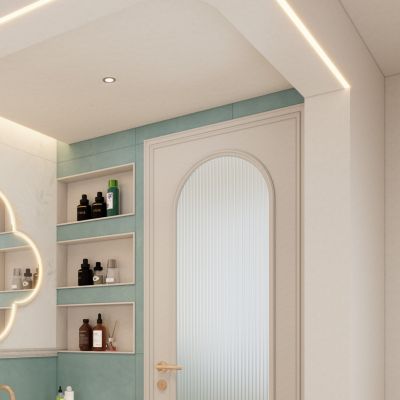 法式 奶油 小清新 糖果色 拼色 弧形造型 干湿分离 卫生间