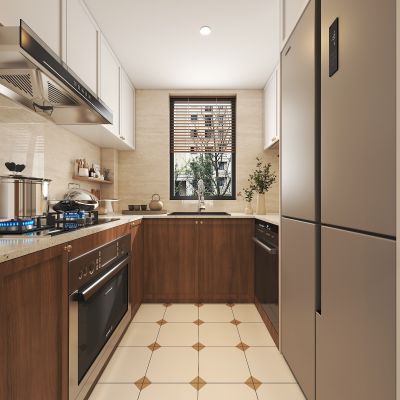 法式中古风客餐厅 厨房 沙发茶几组合 电视柜 复古钢琴 餐桌椅组合 