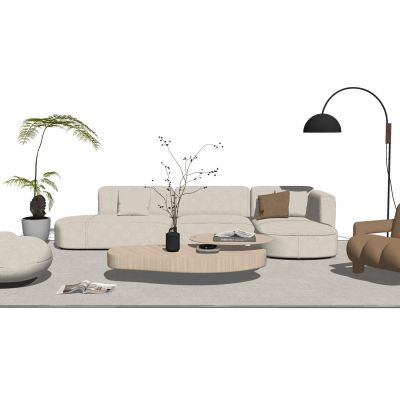 现代沙发布艺沙发长条沙发多人沙发茶几沙发组合休闲沙发