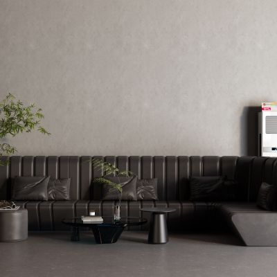 现代转角沙发 皮革沙发 空调