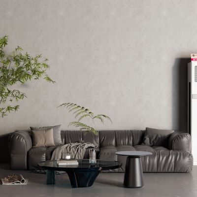 现代皮革沙发 空调 玻璃茶几