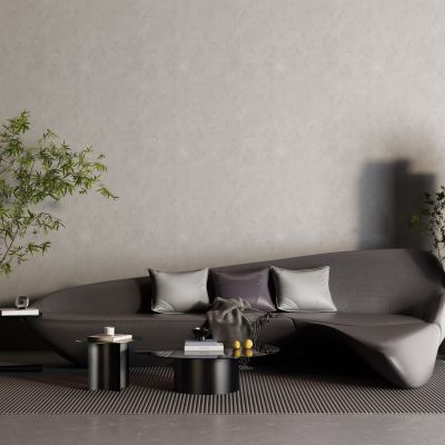 现代异形沙发 玻璃茶几 空调3D模型