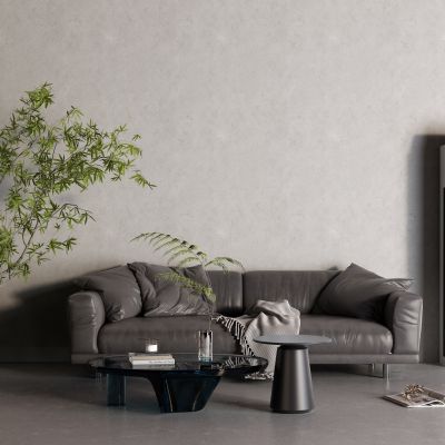 现代双人沙发 空调 玻璃茶几