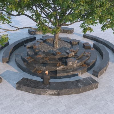 现代景观座椅_树池