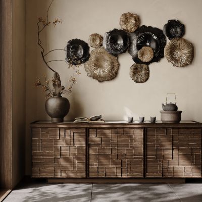 侘寂中古玄关柜 餐边柜 装饰柜 边柜 饰品摆件 墙饰