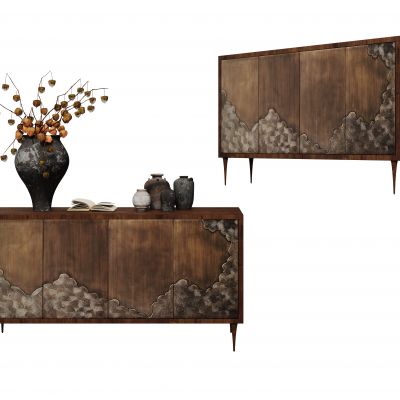 侘寂中古玄关柜 餐边柜 装饰柜 边柜 饰品摆件 墙饰