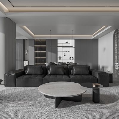 现代客餐厅 无主灯客厅 沙发组合 茶几组合 饰品摆件