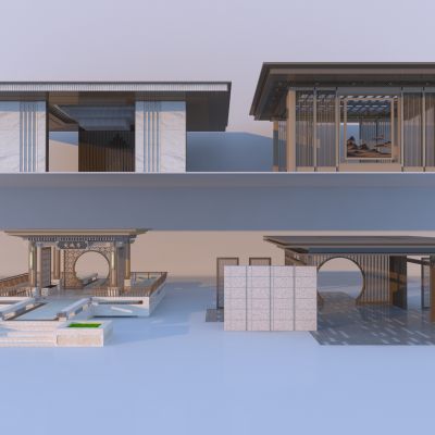 新中式景观廊架组合