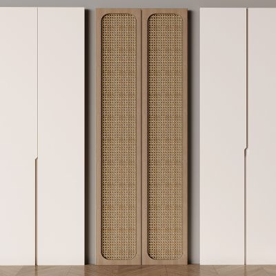 现代奶油风衣柜门板 侘寂中古风藤编衣柜门板 衣柜门板