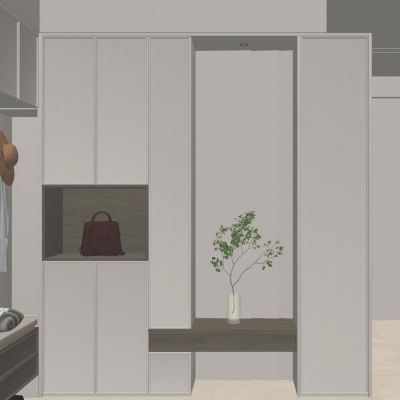 北欧 奶油 中古风 波浪造型 入户 隔断 鞋柜 玄关