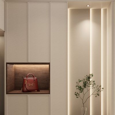 北欧 奶油 中古风 波浪造型 入户 隔断 鞋柜 玄关