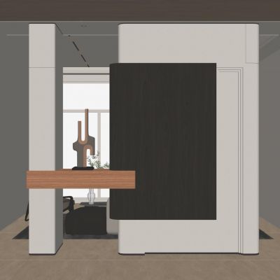 微中式 奶油 轻奢 中古风 弧形 入户隔断 玄关