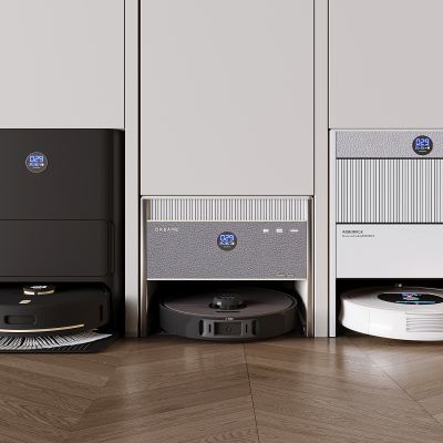 现代智能扫地机器人 拖地机器人 扫拖一体机器人 智能家用电器