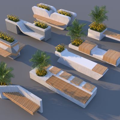 现代户外景观坐凳