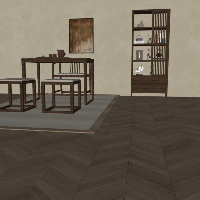 新中式茶桌椅组合 实木茶桌椅 博古架 茶室茶叶茶具置物柜架