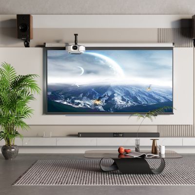 现代电视背景墙 音箱 投影仪 空调 电视柜