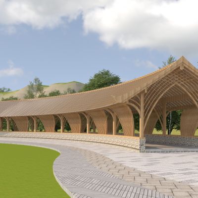 新中式生态廊架_景观廊架