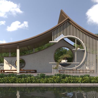 新中式景观廊架 景观亭子