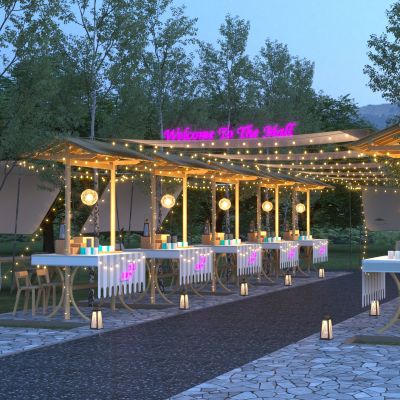 现代夜市摊位 户外商业街 售卖亭 售卖摊位