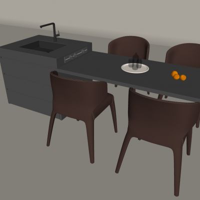 现代轻奢岛台餐桌椅 餐桌椅岛台