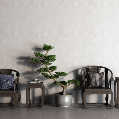 新中式圈椅 盆栽