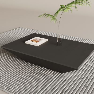 现代方形立体茶几 方形布艺地毯 水生植物摆件