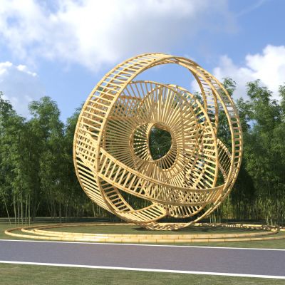 现代景观竹构雕塑小品_艺术装置