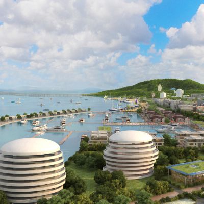 现代海边度假区场景