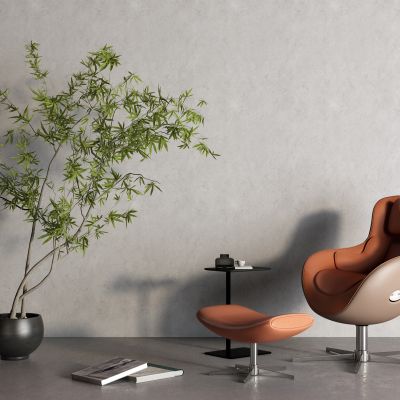 现代休闲椅 盆栽 单人沙发