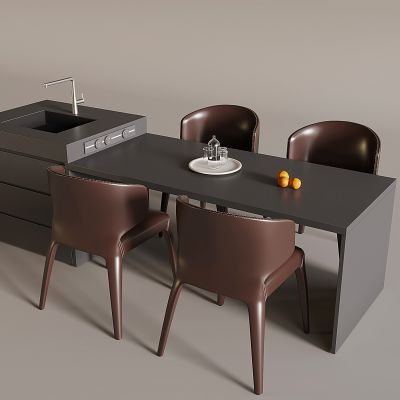 现代轻奢岛台餐桌椅 餐桌椅岛台