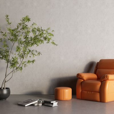 现代休闲椅 盆栽 单人沙发