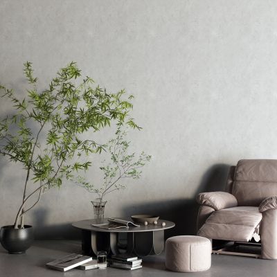 现代休闲椅 盆栽 单人沙发