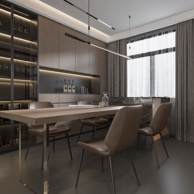 现代客餐厅 无主灯客厅 沙发组合 茶几组合 饰品摆件