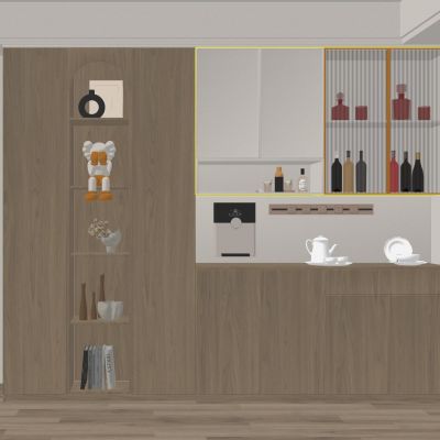 意式 轻奢 奶油 中古风 拼色  骨骼线 餐厅 餐边柜