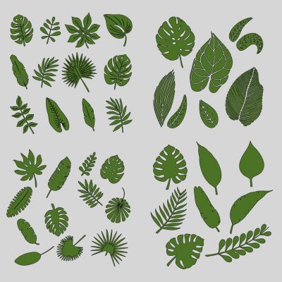 现代植物热带植物树叶叶脉剪影图标墙饰挂件