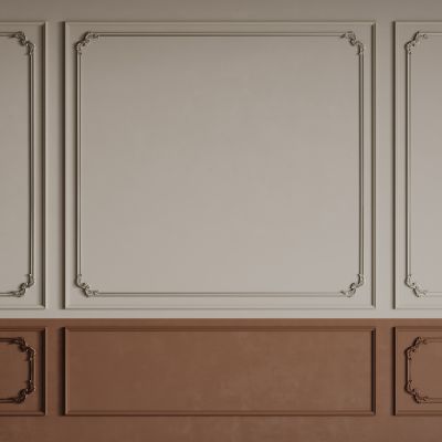 法式背景墙 法式护墙板 法式雕花线条3D模型