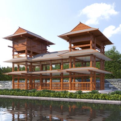 中式廊亭 古建筑民居 景观廊架