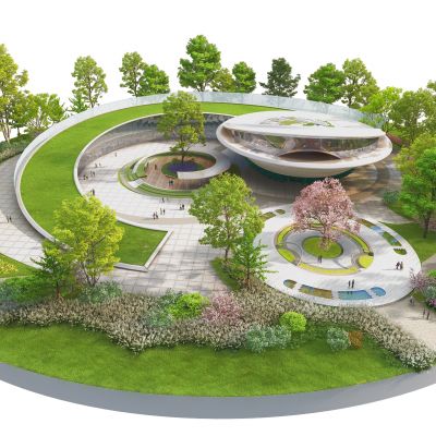 现代植物园林景观3D模型