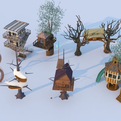 现代树屋组合3D模型