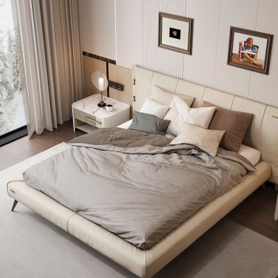 现代家居卧室 双人床 床头柜 主卧 背景墙 饰品摆件