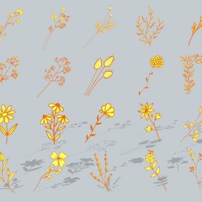 现代植物花卉花草花枝花朵树枝丫剪影图标