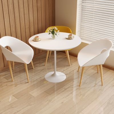 北欧郁金香白色休闲桌椅 网红洽谈桌椅 咖啡奶茶店 北欧餐桌椅